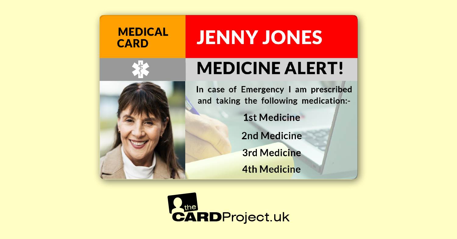 Create Your Own Medicine Alert Photo ID Card Double Sided (FRONT)